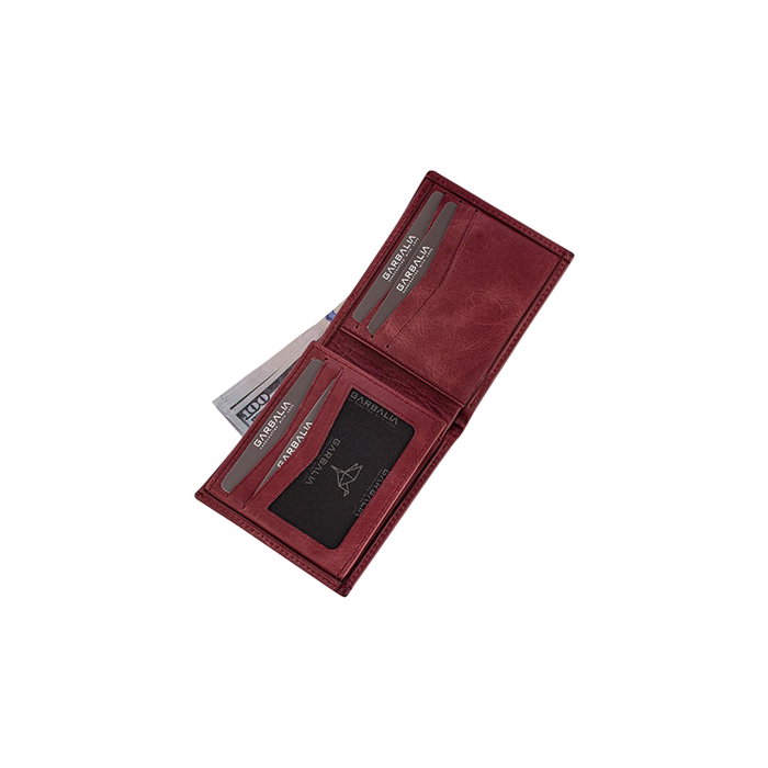 Zoozie Bags Cartera de Piel para Hombre Rojo Clarete
